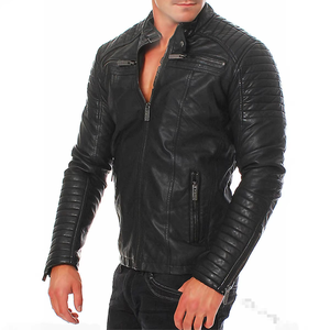 High Quality Genuine Leather Unisex Custom Boxy Brown Zipper Stand Collar Slim Fit Waterproof Bomber <b>Jacket</b> Moto Biker Coat - Product Image 1