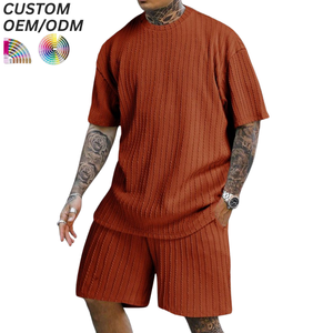 Ensemble T-shirt et short en coton tricoté uni pour homme – Tenue décontractée assortie – Prise en charge OEM/ODM pour logo personnalisé et vente en gros - Product Image 5