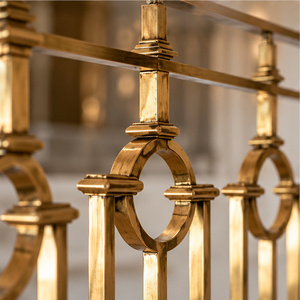 Barandilla Geométrica de Bronce con Anillos Circulares para Escaleras Clásicas, Pasamanos de Balcón y Balaustrada Metálica Decorativa - Product Image 2