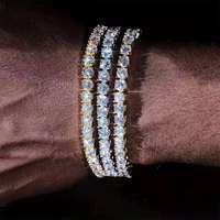Pulsera de tenis de moissanita de 2mm, 3mm, 4mm, 5mm, 6.5mm, plata S925, color D, VVS, chapada en oro de 18k, estilo hip hop, unisex