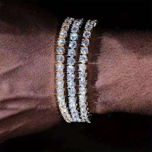 กำไลข้อมือเทนนิสโมอิสซาไนต์ขนาด 2 มม. 3 มม. 4 มม. 5 มม. 6.5 มม. เงินแท้ S925 สี D ระดับความสะอาด VVS ชุบทอง 18K ประดับเพชรเต็มวง สไตล์ฮิปฮอป เครื่องประดับสำหรับทุกเพศ - Product Image 2
