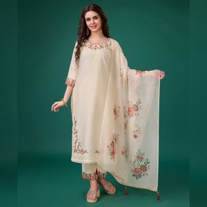 Salwar Kameez Dupatta de Viscosa Pura con Bordado Indio Moderno, Secado Rápido, para Mujer, para Fiestas, Todas las Temporadas, Corte Regular - Product Image 1