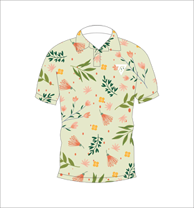 เสื้อโปโลผู้ชายลายพิมพ์ทั้งตัวสไตล์ทรอปิคอล แขนสั้นลำลองสำหรับเล่นกอล์ฟ - Product Image 1