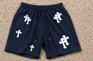 Custom Men Y2K Cross Print Canvas Breathable Eco-Friendly Shorts Streetwear <b>Elastic</b> Waist Casual Summer Hip Hop Gothic Graphic - Product Image 2
