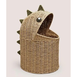 Cesta de almacenamiento de juguetes para niños con forma de animal, hecha de hierba marina, para decoración de la habitación infantil. - Product Image 1