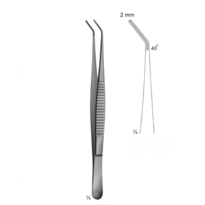Pinzas DeBakey Atraumáticas Anguladas 40 Grados 2mm, 200mm |   Instrumentos Dentales Vitra de Acero Inoxidable de Primera Calidad - Product Image 2