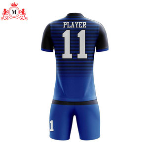 ชุดเสื้อฟุตบอลสีน้ำเงินสำหรับผู้ชาย แบบซับลิเมชั่น พร้อมกางเกงขาสั้น ผ้าโพลีเอสเตอร์ระบายอากาศ ชุดยูนิฟอร์มฟุตบอลสำหรับผู้ใหญ่ เลขที่ 11 สามารถปรับแต่งได้ - Product Image 3