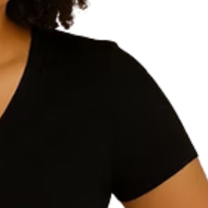 Camiseta Gráfica Negra con Cuello en V para Mujer, Estilo Casual, Urbano, Cómodo, Suave, Ropa de Moda para Uso Diario - Product Image 3