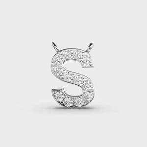 S Letter Luxury Hiphop Moissanite Pendant 925 Silver Rhodium Plated Unisex Charm Round Brilliant Jewelry for Party - Product Image 2