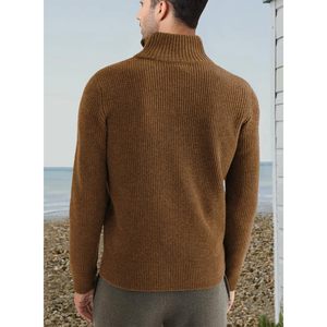 Sweat-shirt polaire pour homme à demi-zip, col montant, manches longues, décontracté, pour l'hiver et l'extérieur, 100% coton respirant - Product Image 4
