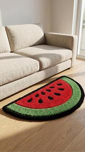 Alfombra de área suave y afelpada con diseño geométrico antideslizante de lana tuftada a mano con diseño único de rodaja de sandía para decoración de dormitorio - Product Image 5