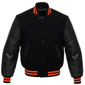 Unique Style <b>Men's</b> Baseball <b>Jackets</b> With Leather Sleeves Wholesale <b>Long</b> Sleeve Leather Windproof Quilted <b>Men</b> Varsity <b>Jacket</b> - Product Image 3