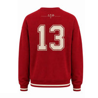 Sudadera Delta Sigma Theta con Cuello Redondo, Color Rojo con Estampado '13' en la Espalda, Unisex, Informal, para Otoño