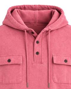 Sudadera con Capucha para Hombre en Rosa Polvoriento, con Cierre de Botones, Doble Bolsillo en el Pecho, Estilo Casual Urbano, Fabricante Personalizado - Product Image 4
