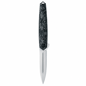 Navajas de bolsillo plegables con mango de mármol negro, hoja con punta de lanza plateada, ranura para clavos y perfil delgado para uso diario. - Product Image 3