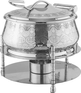 Calentador de Buffet Redondo de Acero Inoxidable Grabado de Lujo con Tapa Enrollable y Bisagra Hidráulica para Eventos de Catering en Hoteles de Alta Gama - Product Image 3