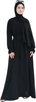 Abaya noire pour femme, manches longues, longueur ras du sol, robe modeste, couleur unie, col montant, coupe ample, tenue quotidienne, style Moyen-Orient