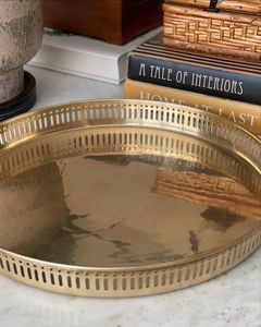 Brass serving <b>tray</b> large size polished finish durable design ideal for serving meals drinks <b>snacks</b> kitchen dining - Product Image 4