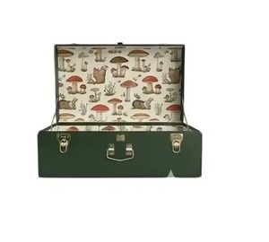 Coffre de rangement rectangulaire décoratif en métal blanc crème, écologique, vintage, boîte organisatrice pour souvenirs, imprimé feuilles botaniques - Product Image 4