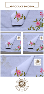 Funda de plato de lino fino con bordado floral y fénix blanco, que aporta una elegancia graciosa y un toque artístico atemporal a las mesas. - Product Image 2