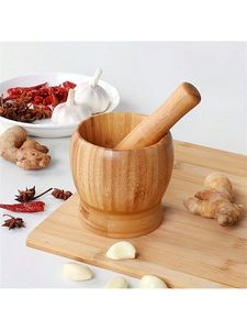 Mortero y pilón de madera, tazón de madera premium para moler especias, hierbas, semillas y preparaciones medicinales - Product Image 6