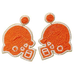 Pendientes Colgantes Hechos a Mano con Cuentas Plateadas en Forma de Flor para Mujer, Estilo Diario para Aficionadas al Deporte, Joyería para Días de Partido y Moda para Tailgating - Product Image 1
