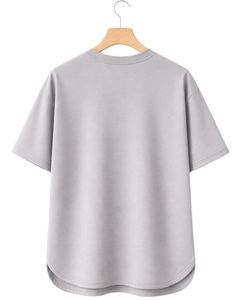 Camiseta Oversize Gris Claro Personalizada para Hombre, con Dobladillo Curvo, Hombros Caídos, Cuello Redondo, Algodón Liso, Estilo Urbano, Verano - Product Image 2