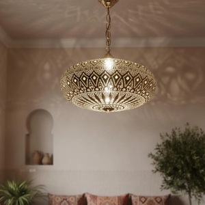 Handmade <b>Brass</b> Moroccan <b>Lantern</b> Pendant Light Fixture Home Decoration Hanging Lamp With Colored Glass Panels - Product Image 2