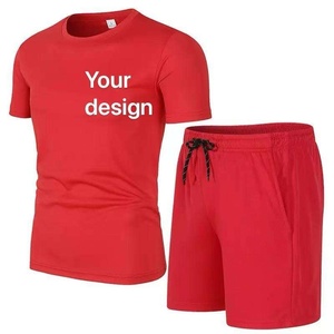 Ensemble décontracté d'été WINRO SPORTS pour hommes : T-shirt à épaules tombantes et short en molleton à cordon de serrage (2 pièces) - Product Image 1