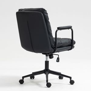 Sedia da Ufficio Ergonomica con Schienale Medio, in Pelle PU, Girevole con Ruote e Braccioli, per Casa e Ufficio - Product Image 5