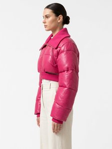 Chaqueta sin mangas para mujer, morada brillante, con burbujas térmicas, impermeable, ecológica, de PVC, con cuello vuelto y cierre de cremallera, para invierno, color liso. - Product Image 6
