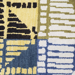 Alfombra de Lana Anudada a Mano Multicolor con Diseño Cuadrante Rítmico, Moderna, Geométrica, con Bloques de Color, Antideslizante, para Sala de Estar, Dormitorio, Hotel - Product Image 3