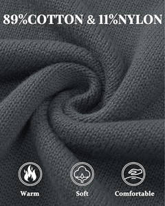 Sweat-shirt classique à capuche et quart de zip en maille, gris anthracite élégant, 100 % coton molletonné, pour l'hiver, avec col montant côtelé et ourlet régulier - Product Image 3