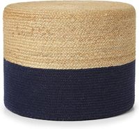 Meilleur prix Pouf rond en jute, tabouret de sol, pouf artisanal indien pour salon et hôtel, console avec incrustations en os