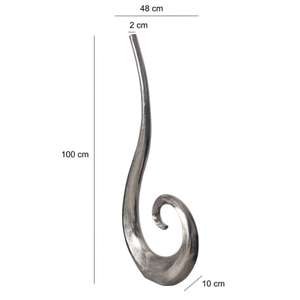 Vase de table moderne en métal fait main, finition argentée, design incurvé, sculpture décorative - Product Image 3