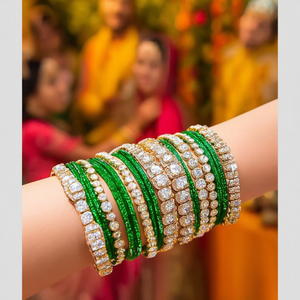Sparkling Crystal Bracelets & <b>Bangles</b> <b>Set</b> 10575633GR_2.8 for Weddings & Festive Wear - Product Image 3