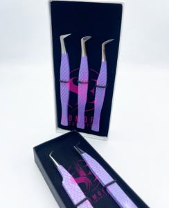 Ensemble de pinces à cils professionnelles en acier inoxydable avec logo personnalisé, courbées, volume, 90 degrés, pointe en fibre russe, pinces à cils - Product Image 2