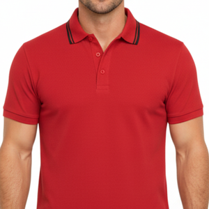 Polo homme noir de haute qualité avec col rayé blanc, coupe ajustée, séchage rapide, décontracté, manches courtes, pour l'été - Product Image 2