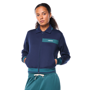 Women Full Zip Turn <b>Down</b> Collar Tracksuit With Drawstring <b>Trousers</b> Contrast Panel Pockets Relaxed Wholesale Custom Two Piece Set - Product Image 3