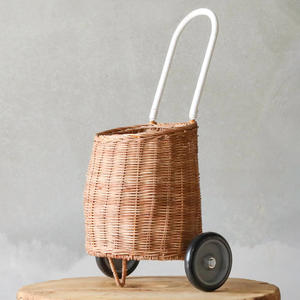 Chariots en rotin pour l'école et la maison, jouets ludiques pour enfants, chariots de poussette, paniers à roulettes - Product Image 3