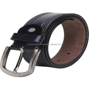 Ceinture décontractée ou formelle pour hommes en cuir véritable faite à la main avec doublure personnalisée et boucle réglable en laiton nickelé - Product Image 1