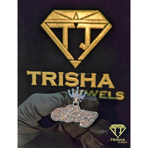 Unisex <b>Crown</b> Name Pendant Featuring VVS Moissanite Diamond and 925 Sterling Silver By Trisha Jewels - Product Image 4