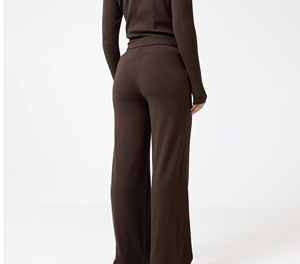 Pantalon de jogging pour femme en Spandex écologique, taille élastique, séchage rapide, coupe ample à jambe large, longueur intégrale, cordon de serrage réglable, taille basse, couleur unie - Product Image 5