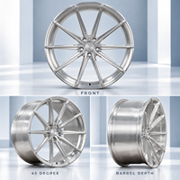 Jante forgée à dix rayons, face usinée, finition argentée, concave peu profonde, 18-22 pouces, 5x112 5x114.3, en alliage 6061-T6 pour BMW Audi Mercedes-Benz