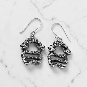 ต่างหูเงินแท้แบบวินเทจลายมังกร งานแฮนด์เมดสไตล์ชนเผ่าโบโฮ รูปสัตว์ในตำนาน เหมาะสำหรับเป็นเครื่องประดับสำหรับผู้หญิงหรือของขวัญหมั้น - Product Image 4