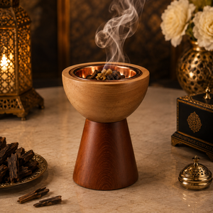 Brûleur d'encens en bois artisanal fait main, Bakhoor, encensoir arabe, Mabkhara, porte-encens d'aromathérapie, décoration islamique du Moyen-Orient pour la maison - Product Image 5