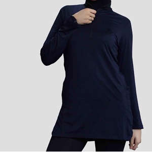 Camisetas Deportivas Negras de Alta Calidad, Transpirables, Personalizadas para Exteriores, Largas, Holgadas, con Media Cremallera, Modestas, Venta al por Mayor, OEM, ODM - Product Image 4