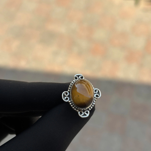 Hot Sale Vintage Classic Style <b>925</b> Sterling <b>Silver</b> Tiger Eye Bezel Setting Gemstone Wedding <b>Ring</b> Daily Wear Party Christmas - Product Image 1