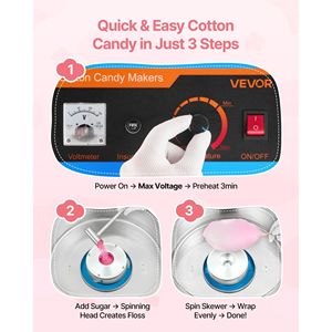 Macchina Elettrica Commerciale per Zucchero Filato da 1000W con Ciotola e Coperchio in Acciaio Inossidabile, Produttore di Zucchero Filato Elettrico da 1000W - Product Image 3