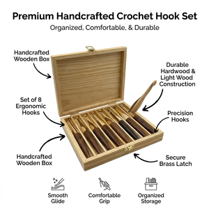 Handcrafted Portable Wooden <b>Crochet</b> <b>Hook</b> Set in Gift Box 2mm Thickness Ergonomic Rosewood Design Professional Tools - Product Image 6